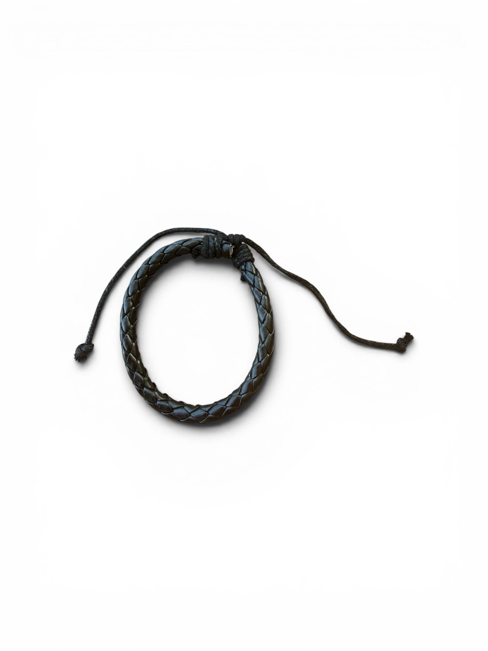 Black Braided Leather Adjustable Bracelet